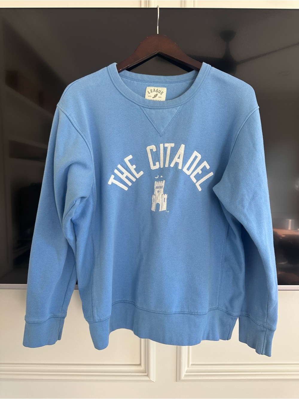 League The Citadel Crewneck Sweatshirt Carolina Blue Embroidered College
